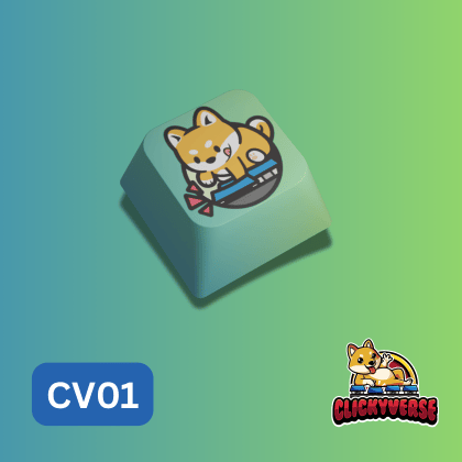 Clicky the Shiba Dog - Green Keycap