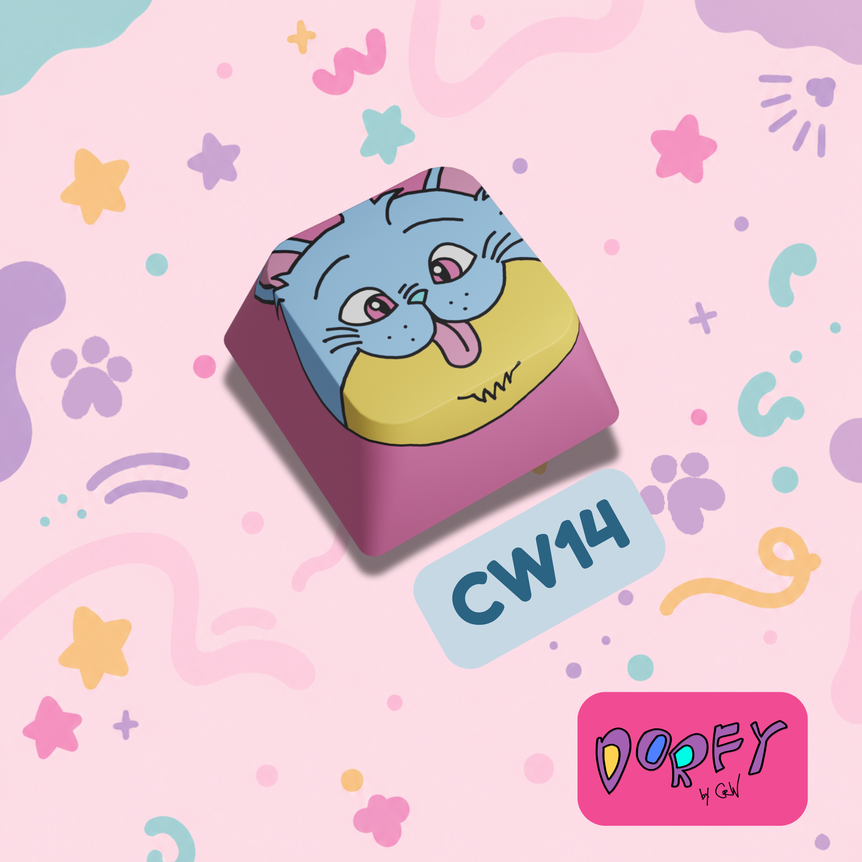 Cat Face 4 (Pink) - Keycap
